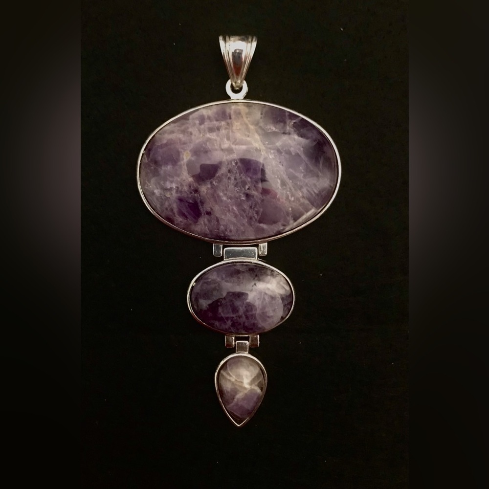 Amethyst crystal triple pendant